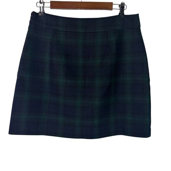 Loft Petite Plaid Button Trim Shift Skirt 10P Green Blue - Picture 5 of 11